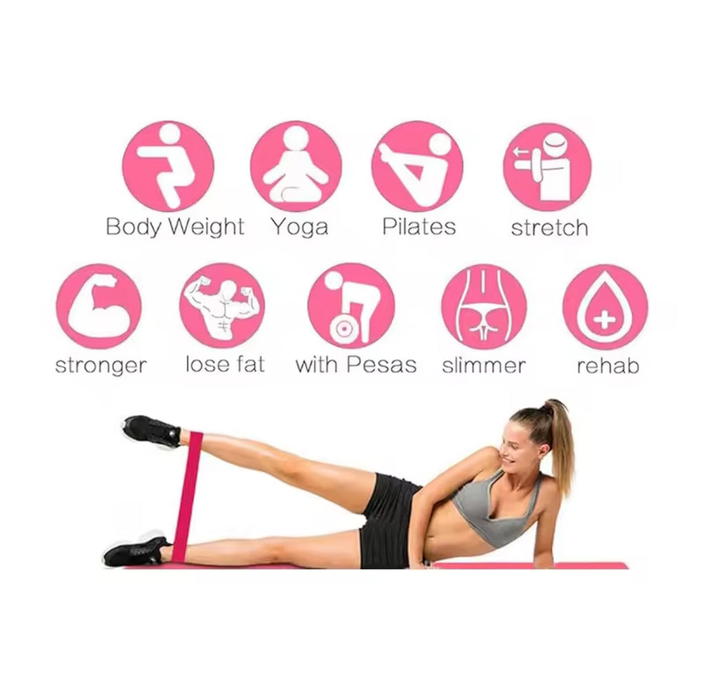 5 Piece Exercise Resistance Bands, Latex Loop Set. For Strength Training, Home & Travel