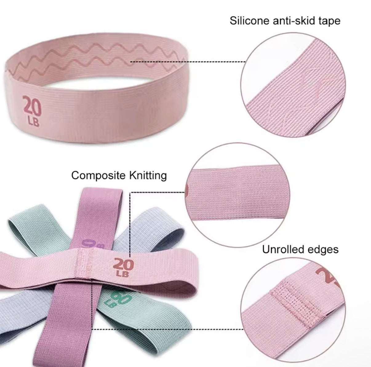 Resistance Bands for Legs and Butt Hip Glute Thigh Booty Bands Elastic Workout Bands Fitness Strips Loops Yoga Gym Equipment